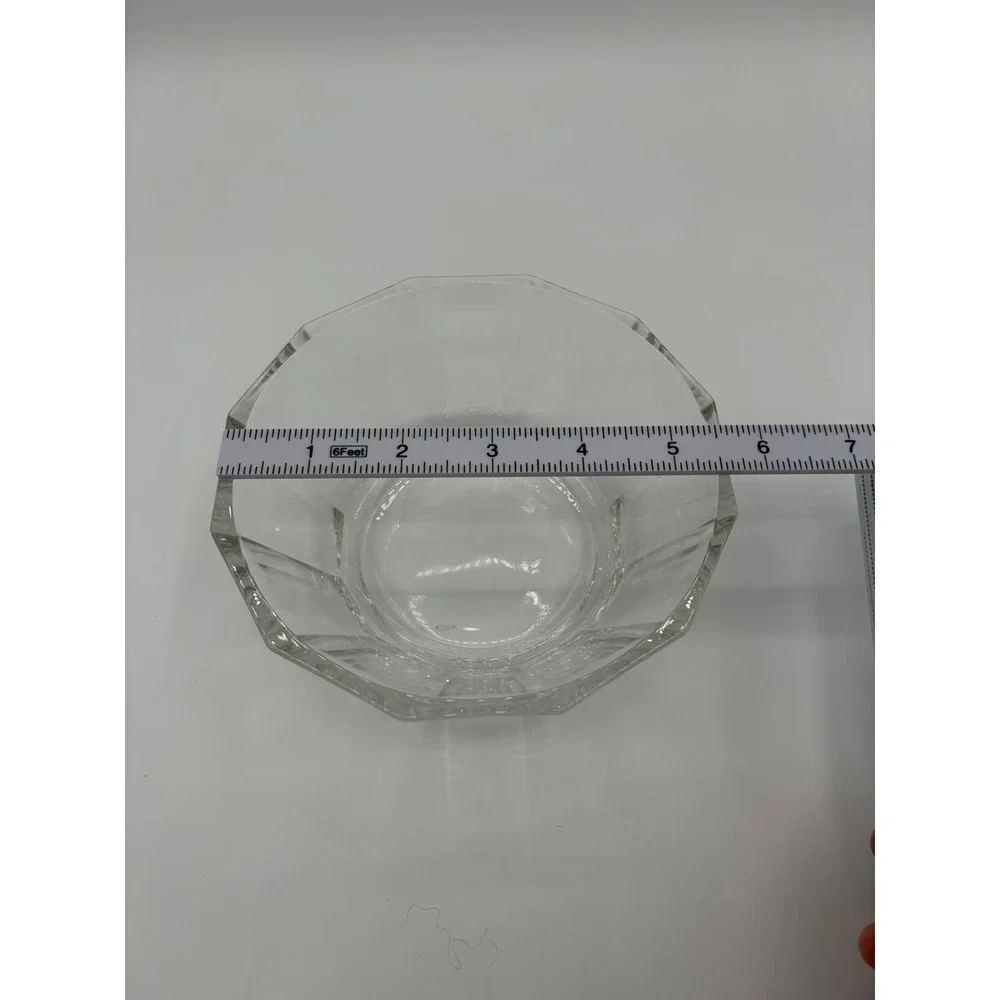 Bormioli Rocco Italy Clear Glass 12-Sided Dodecagon Paneled Serving Bowl